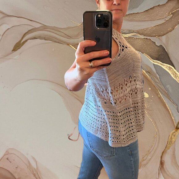 a. n. a beige crocheted sleeveless vest - Picture 4 of 4